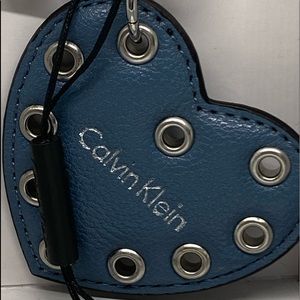 Calvin Klein Blue Leather Heart Key Chain